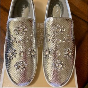 NEW Michael Kors Keaton Slip on Shoe Silver